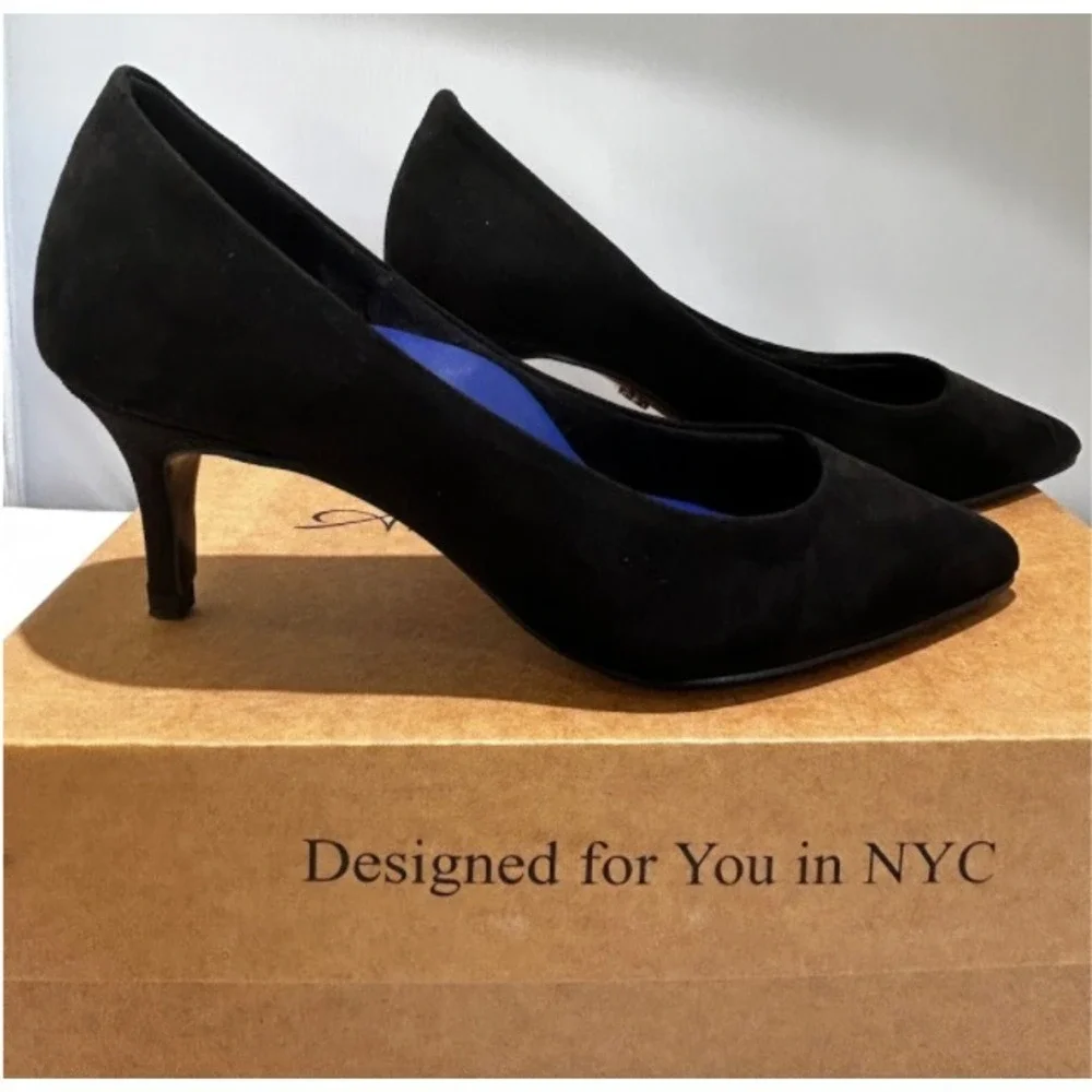 Antonia Saint NY Vicki Heels 60MM Black Ultra Suede, Size‎ 10